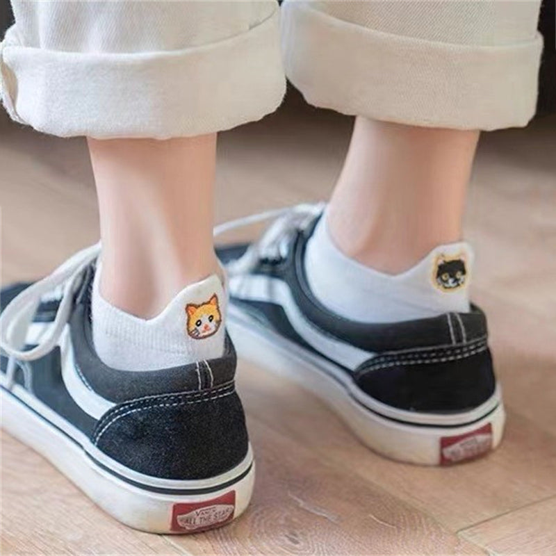 Chaussettes Décontractées À Broderie Chat