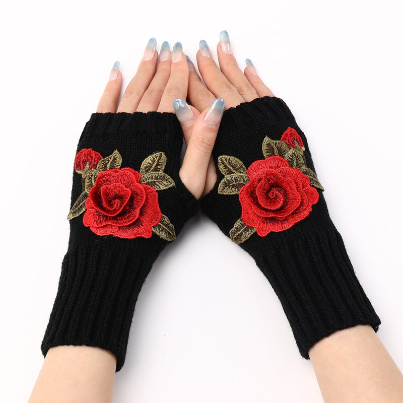 Gants Chauds À Fleurs
