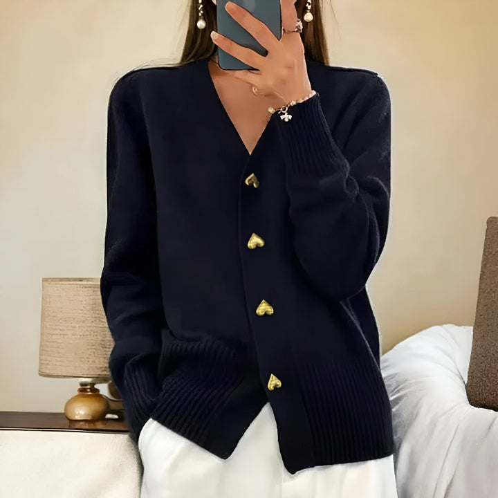 Ciara™ Elegant Cardigan with Heart Buttons