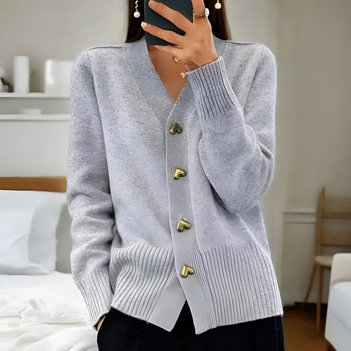 Ciara™ Elegant Cardigan with Heart Buttons