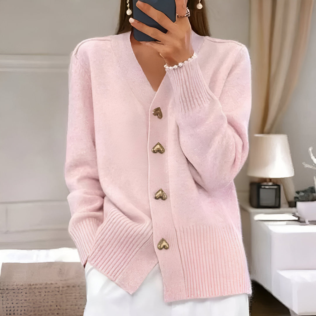Ciara™ Elegant Cardigan with Heart Buttons