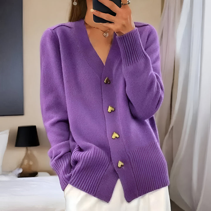 Ciara™ Elegant Cardigan with Heart Buttons