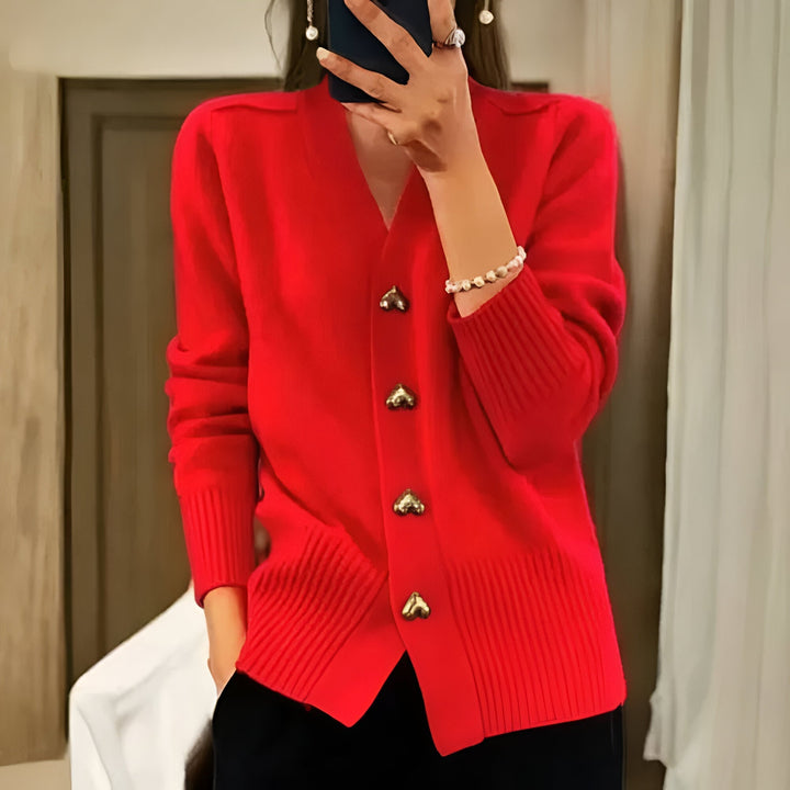 Ciara™ Elegant Cardigan with Heart Buttons