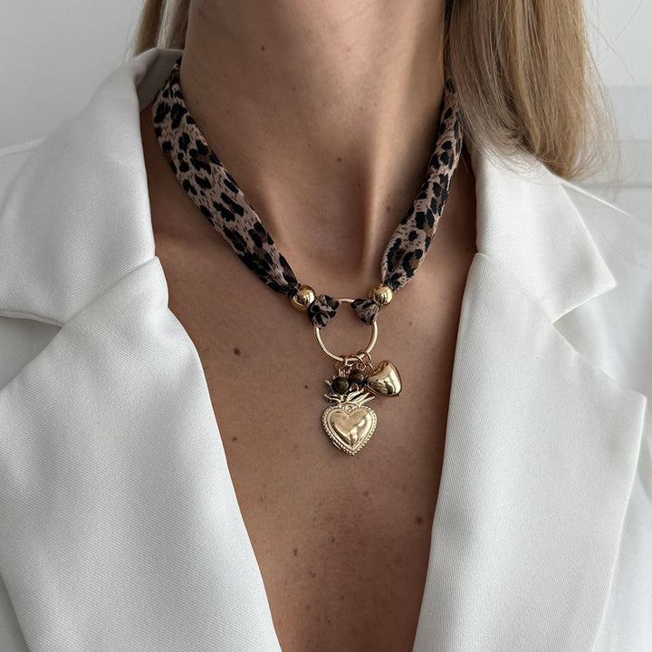 Collier Cœur Léopard