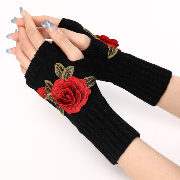 Gants Chauds À Fleurs