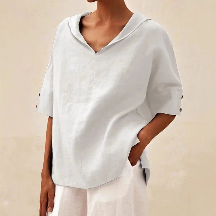 Blouse Décontractée De Couleur Unie