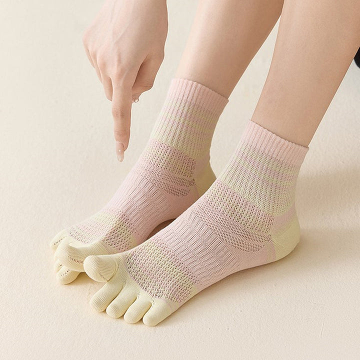 Chaussettes À Cinq Doigts Rayées Et Colorées