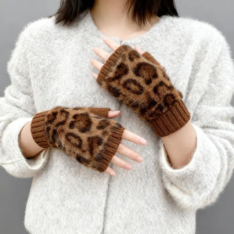 Gants Chauds À Imprimé Léopard