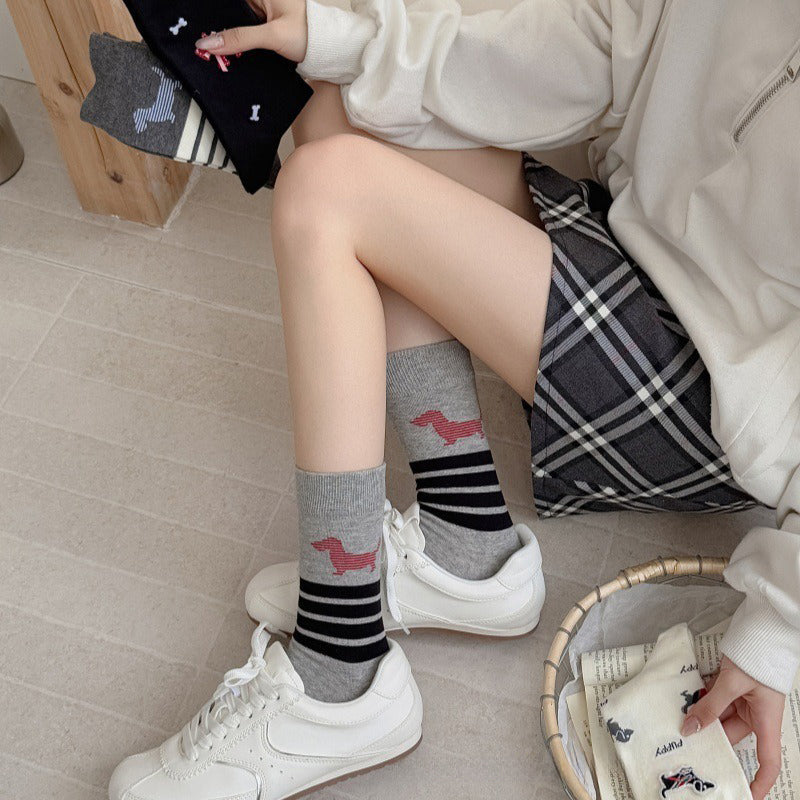 Chaussettes Décontractées À Imprimé Chiot