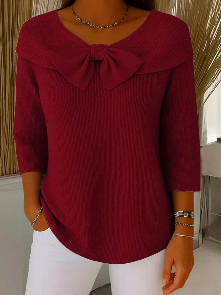 Alina™ | Elegant Knit Top with Bow Detail