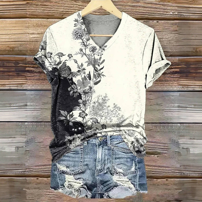 T-Shirt À Imprimé Floral Vintage