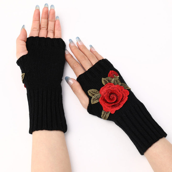 Gants Chauds À Fleurs