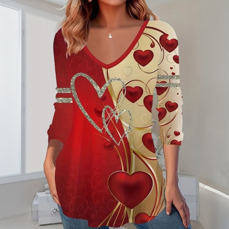 T-Shirt Vintage À Imprimé Coeur