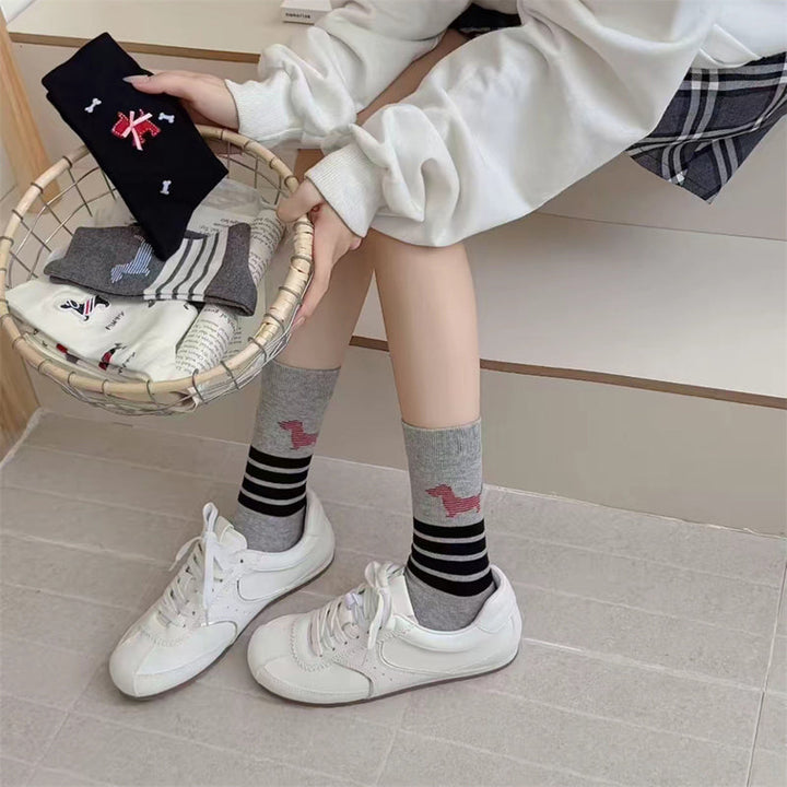 Chaussettes Décontractées À Imprimé Chiot