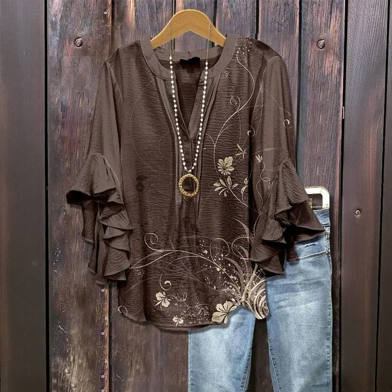 Blouse Vintage À Imprimé Floral