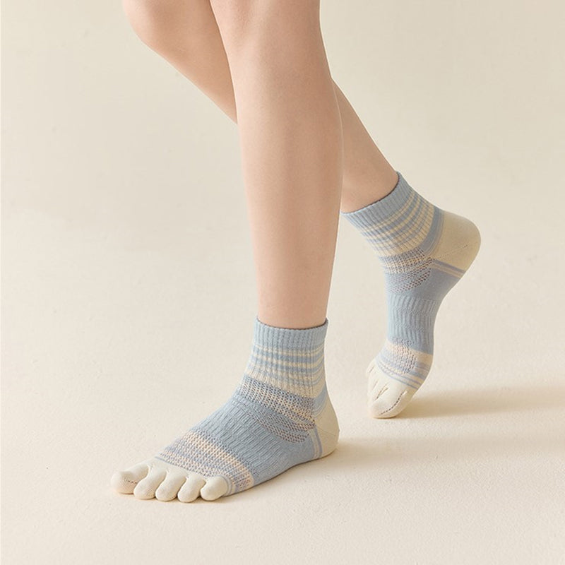 Chaussettes À Cinq Doigts Rayées Et Colorées