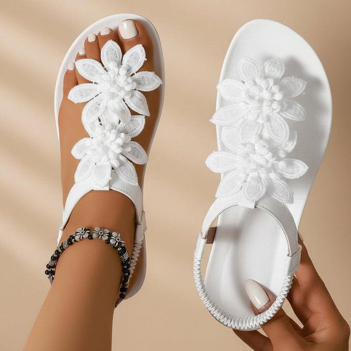 Florea | Orthopedic Sandals with Applied Flowers