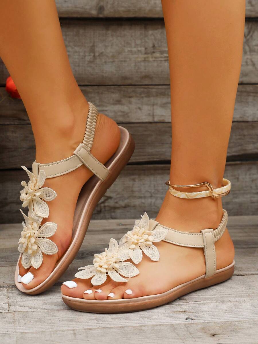 Florea | Orthopedic Sandals with Applied Flowers