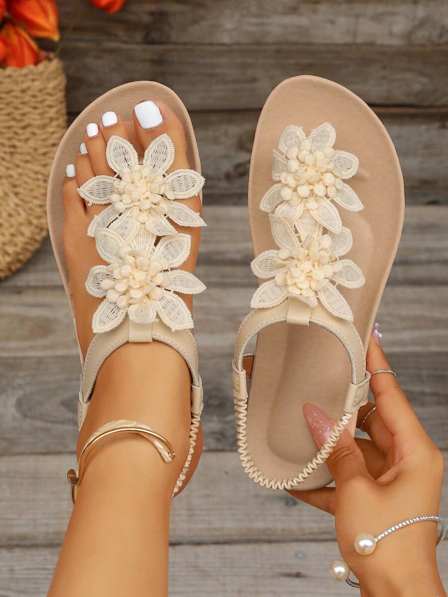 Florea | Orthopedic Sandals with Applied Flowers