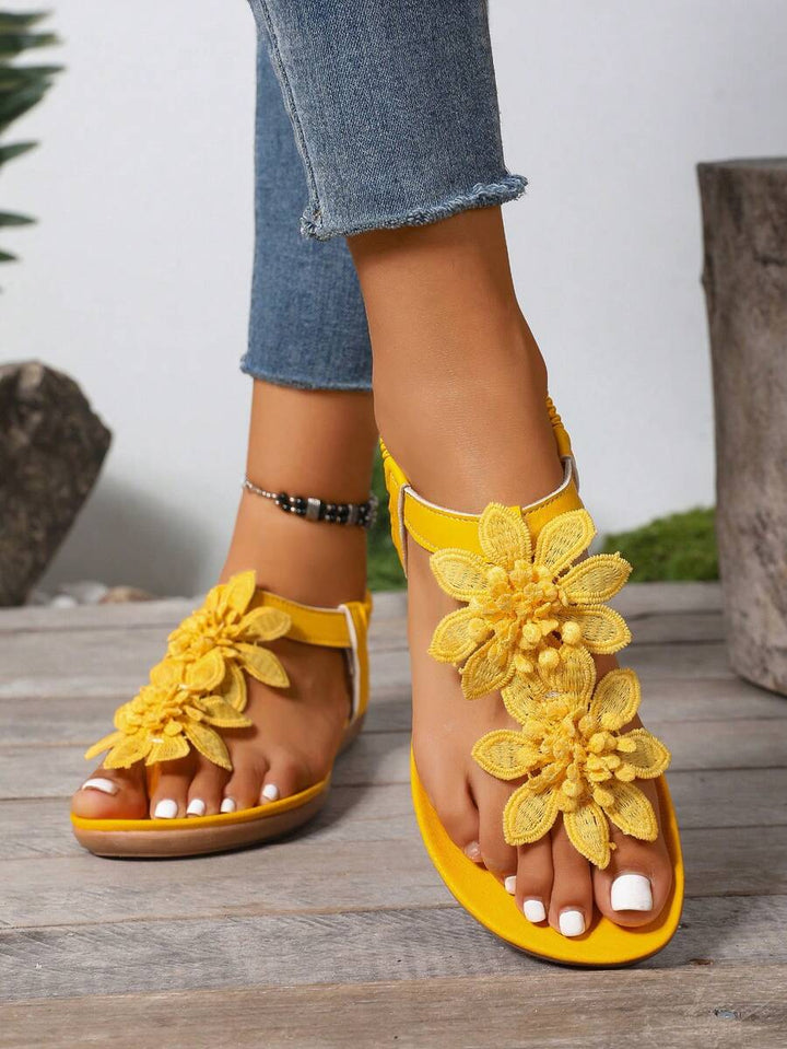 Florea | Orthopedic Sandals with Applied Flowers