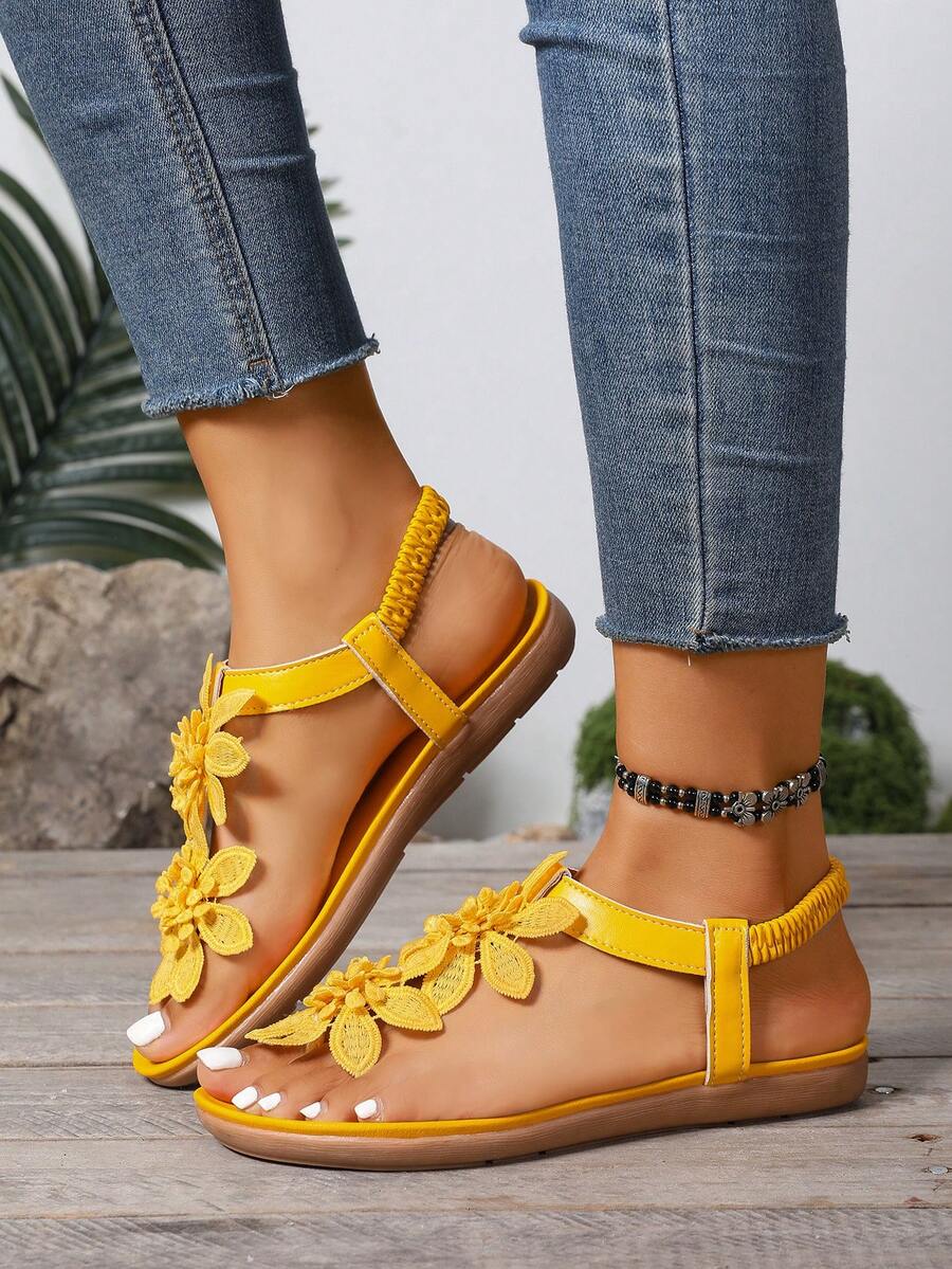 Florea | Orthopedic Sandals with Applied Flowers