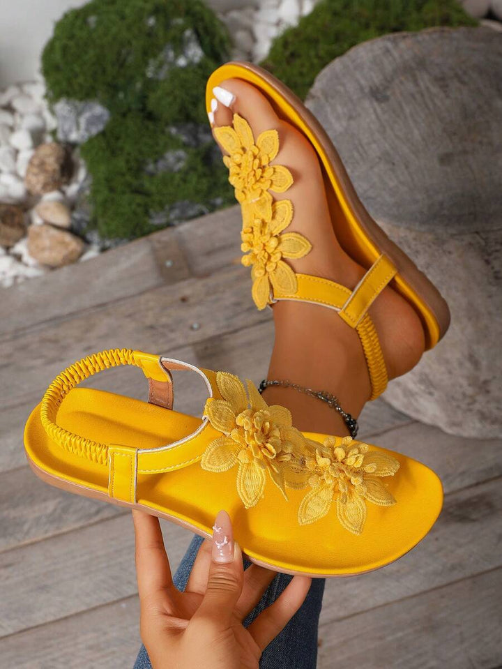 Florea | Orthopedic Sandals with Applied Flowers