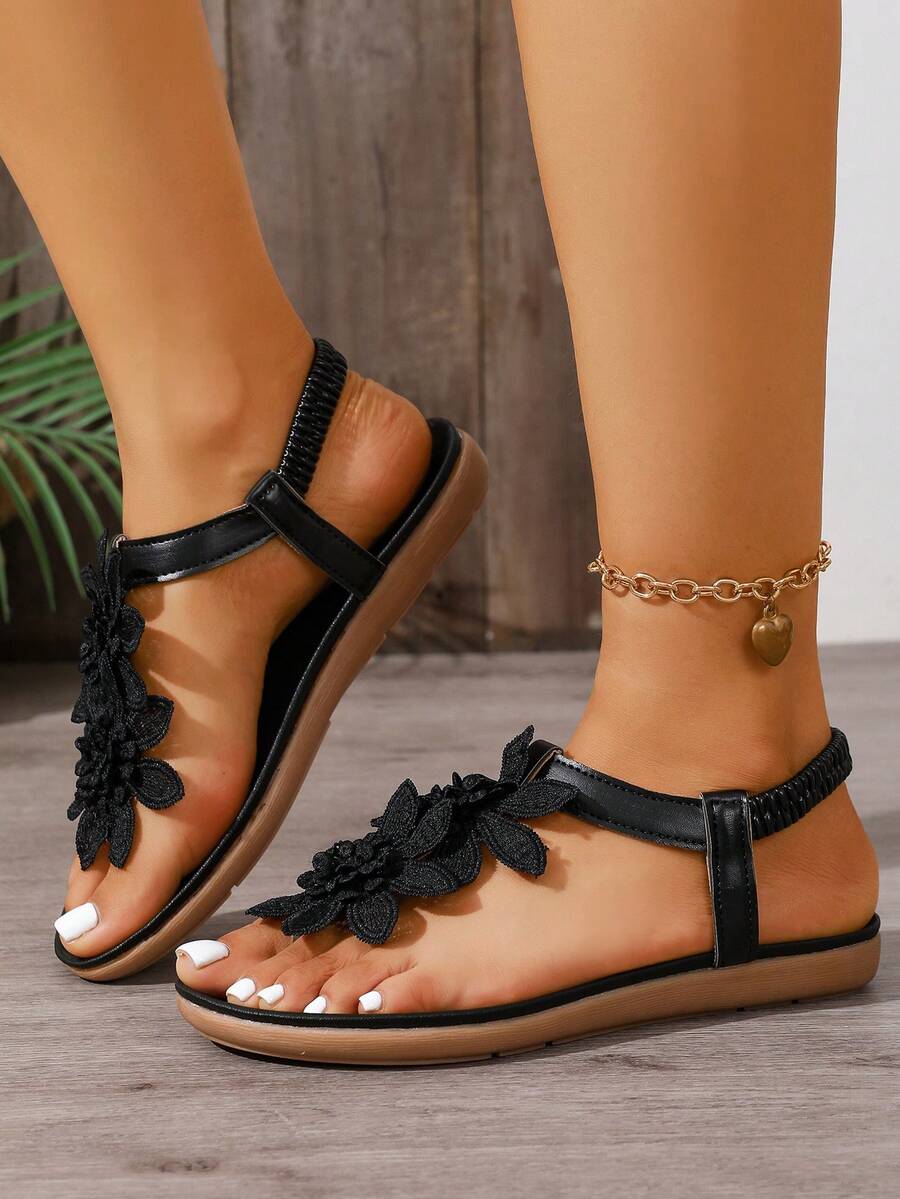 Florea | Orthopedic Sandals with Applied Flowers