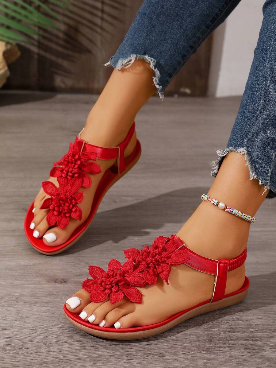 Florea | Orthopedic Sandals with Applied Flowers