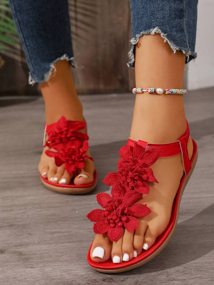 Florea | Orthopedic Sandals with Applied Flowers