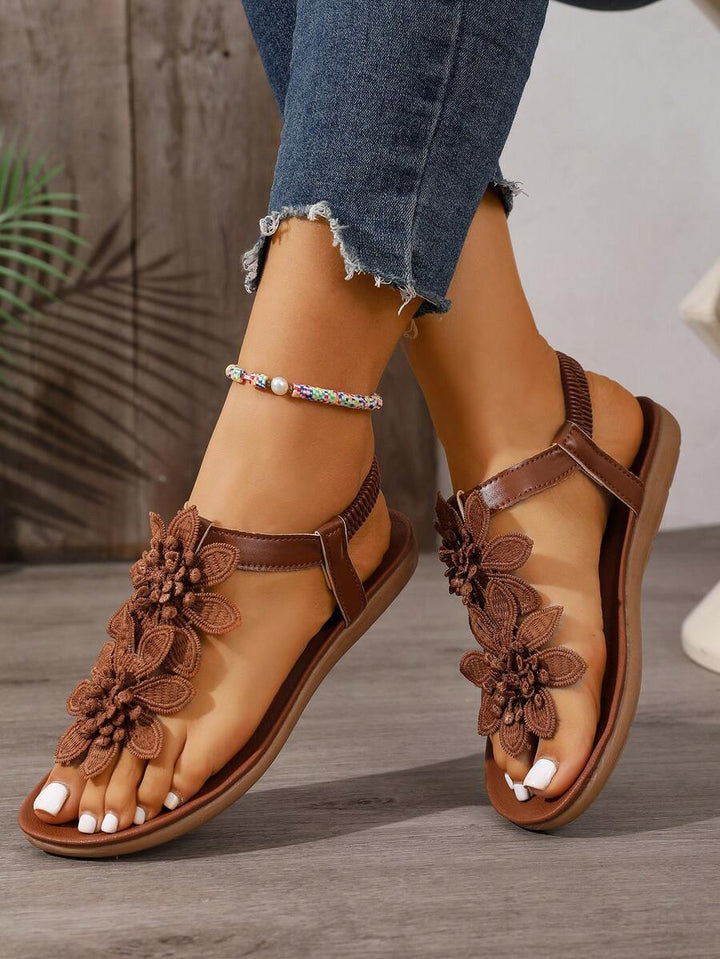 Florea | Orthopedic Sandals with Applied Flowers