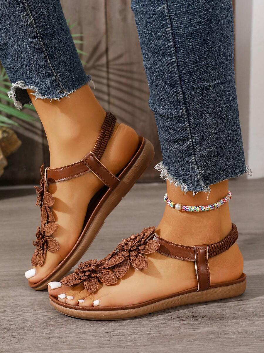 Florea | Orthopedic Sandals with Applied Flowers