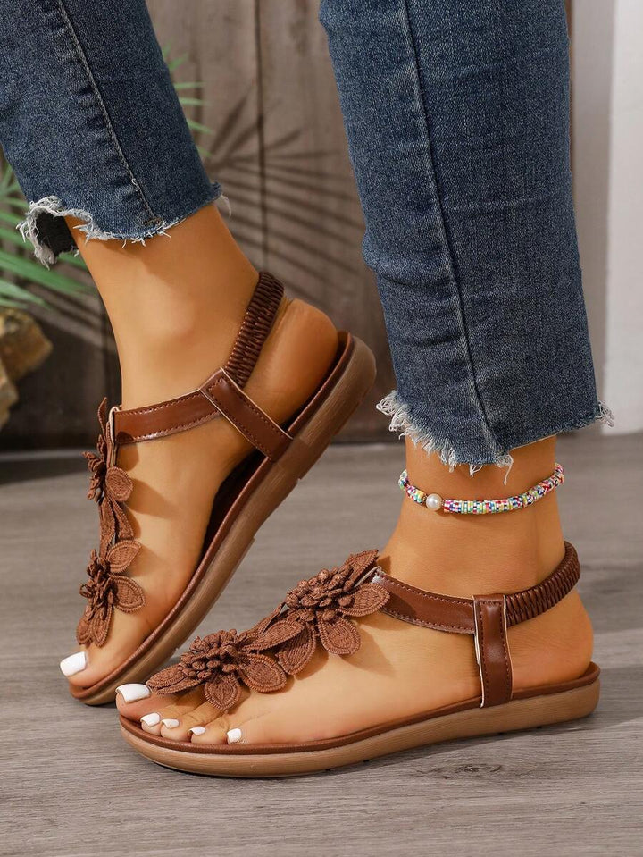 Florea | Orthopedic Sandals with Applied Flowers