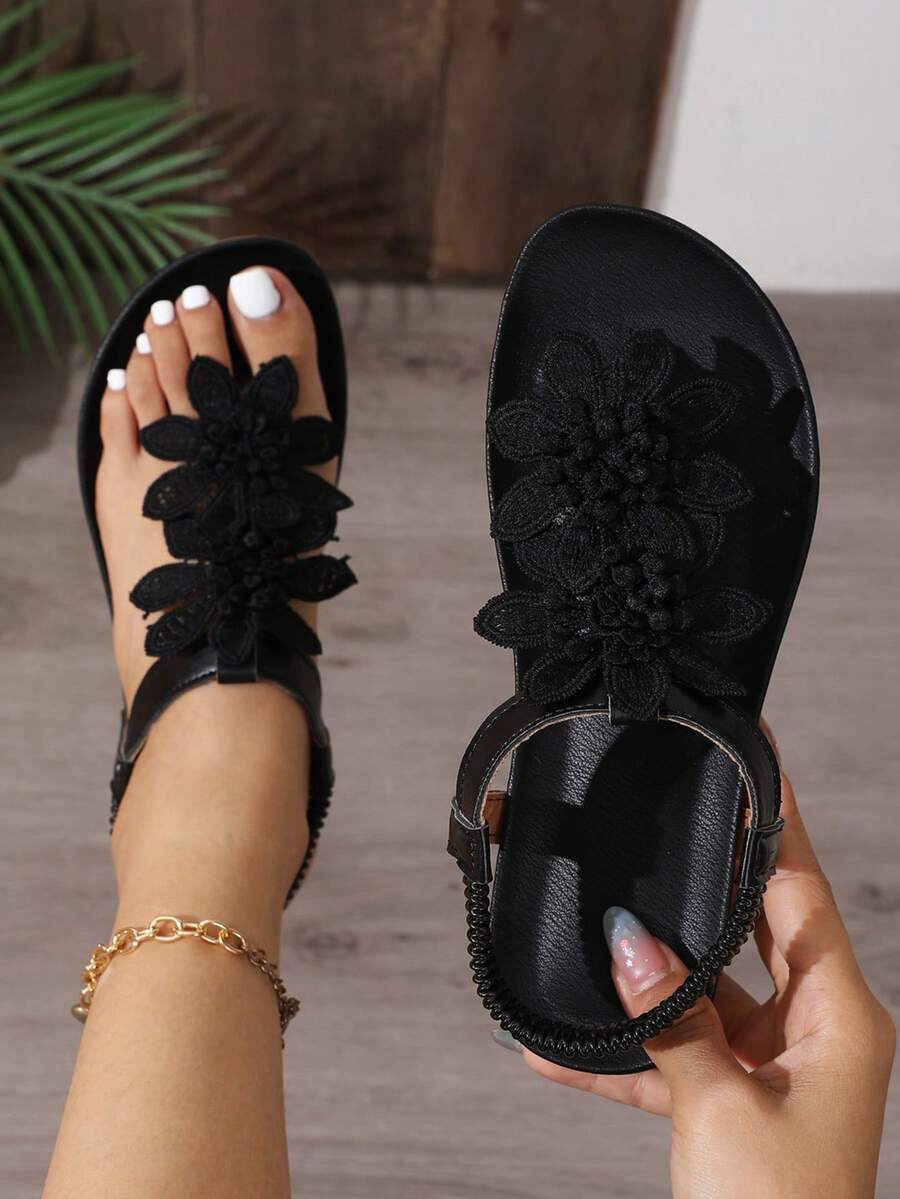 Florea | Orthopedic Sandals with Applied Flowers