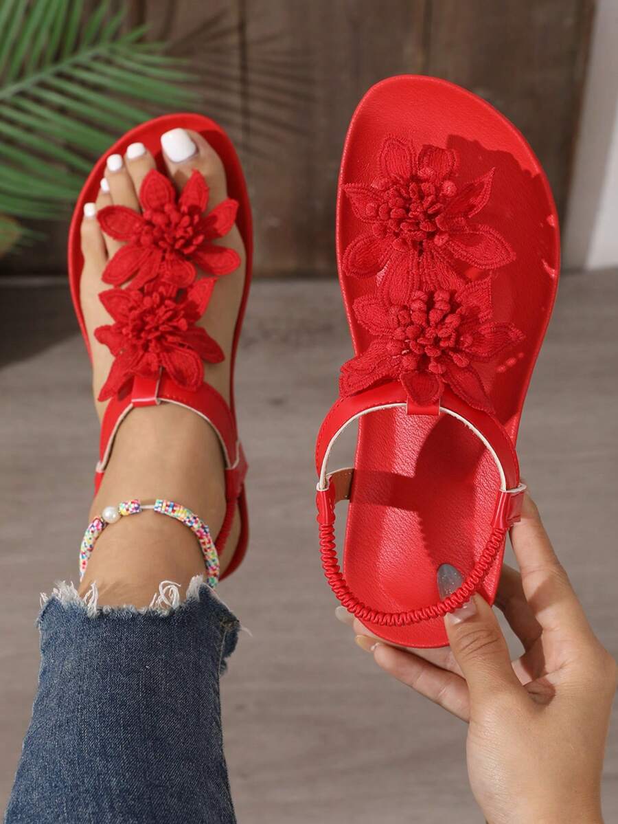 Florea | Orthopedic Sandals with Applied Flowers