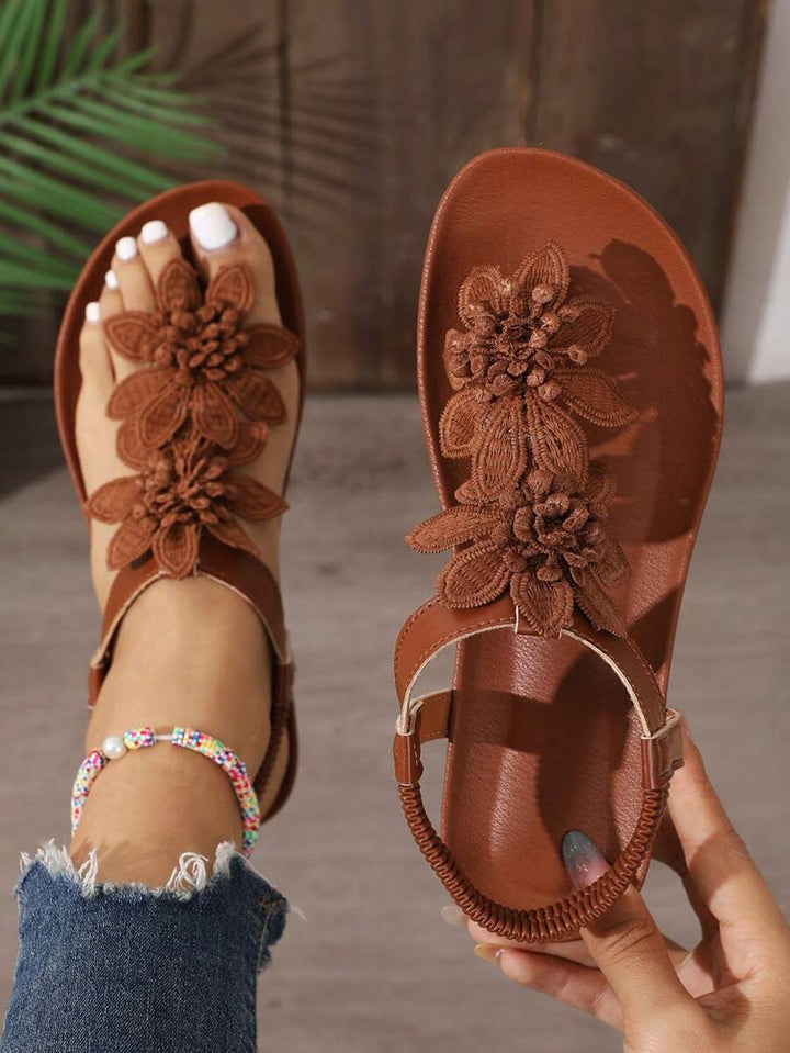 Florea | Orthopedic Sandals with Applied Flowers