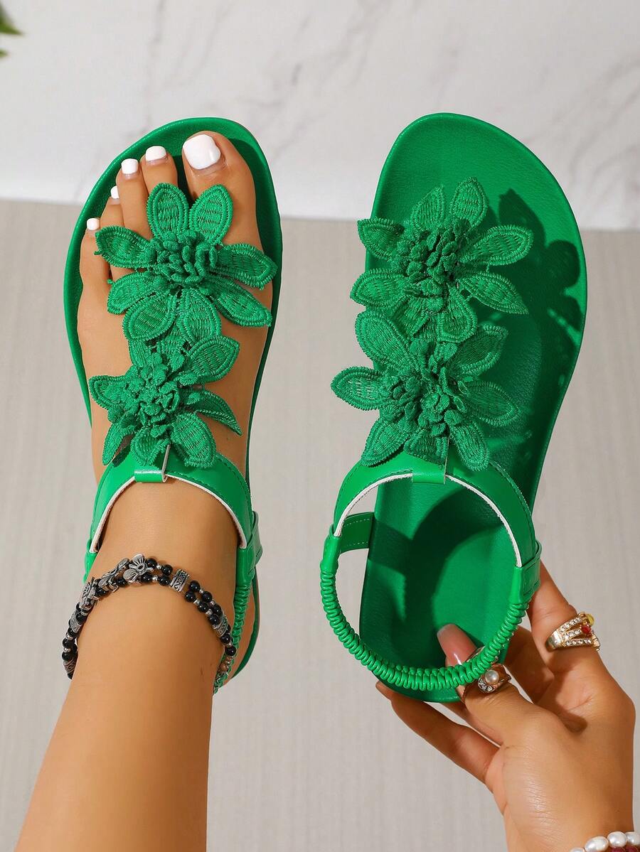 Florea | Orthopedic Sandals with Applied Flowers
