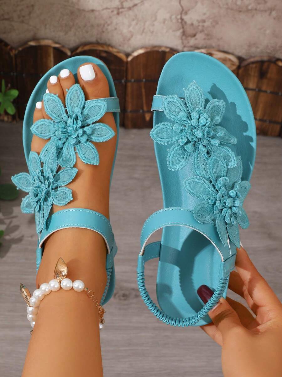 Florea | Orthopedic Sandals with Applied Flowers