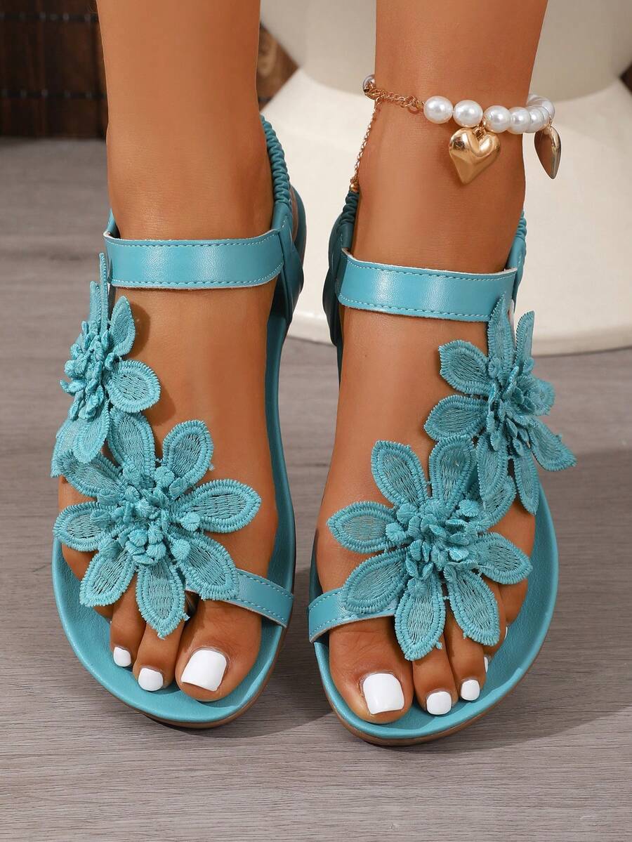 Florea | Orthopedic Sandals with Applied Flowers