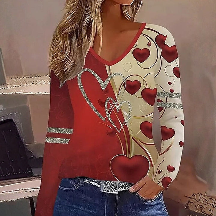 T-Shirt Vintage À Imprimé Coeur