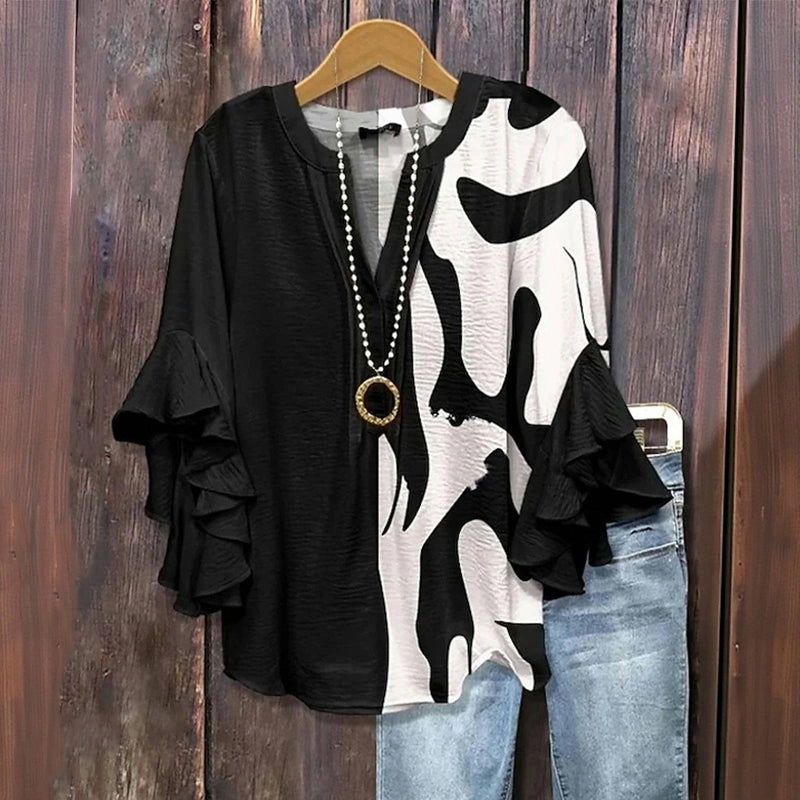 Blouse Décontractée À Blocs De Couleurs