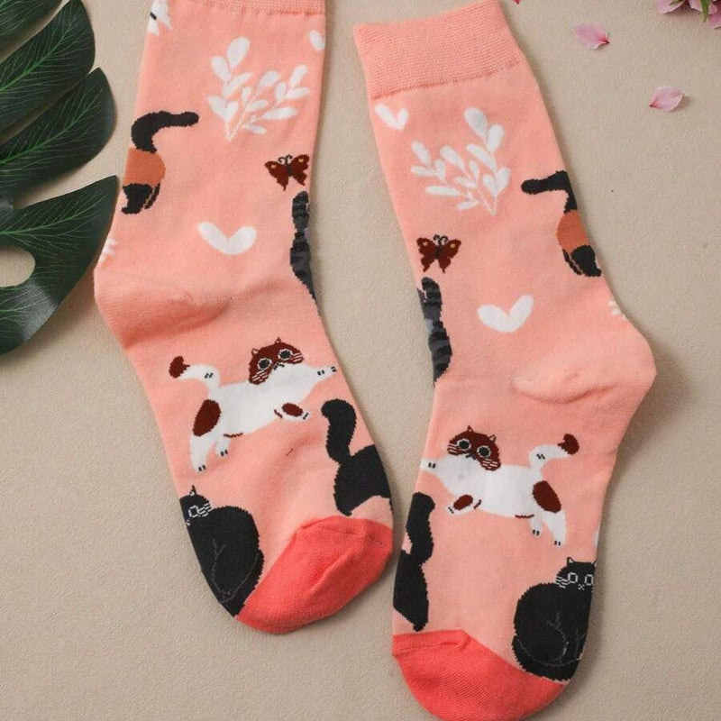 Chaussettes Décontractées À Motif Chat
