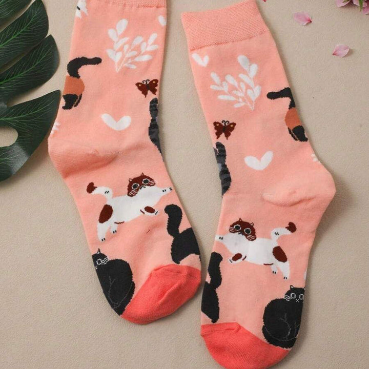 Chaussettes Décontractées À Motif Chat