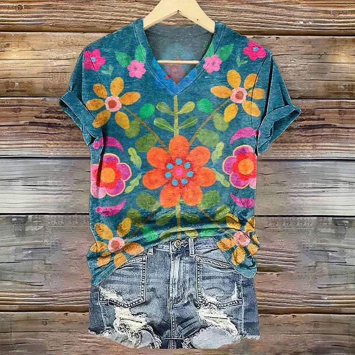 T-Shirt À Imprimé Floral Vintage