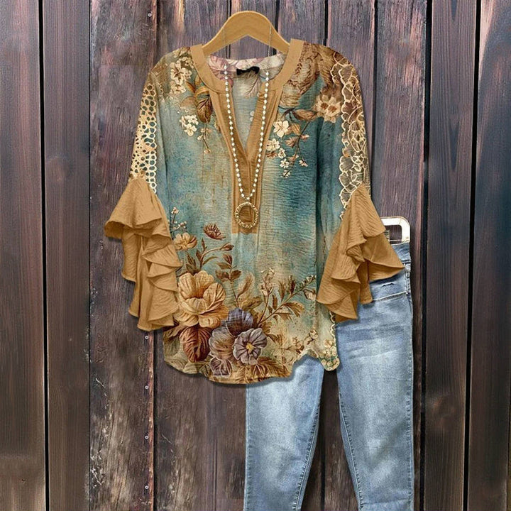 Blouse Vintage À Imprimé Floral