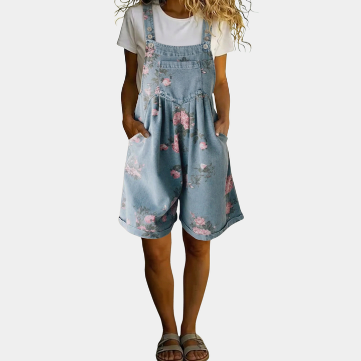 Judy™ | Combinaison en denim floral lavé vintage