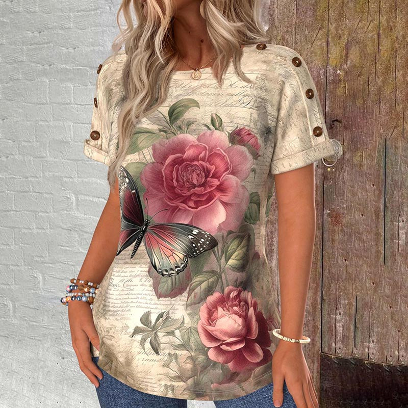 T-Shirt À Imprimé Floral Vintage