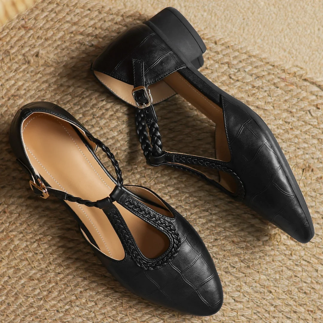 Etta | Leather Sandals with Woven Strap and Buckle
