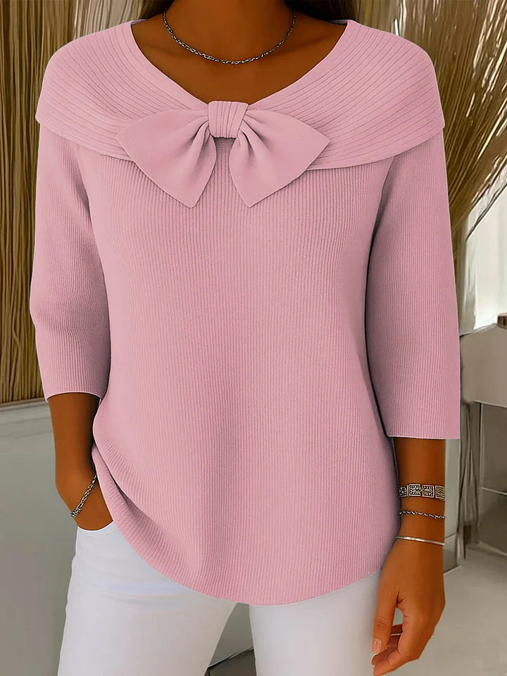 Alina™ | Elegant Knit Top with Bow Detail