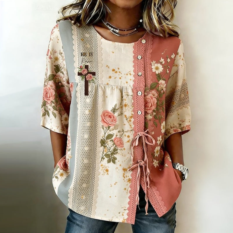 Blouse Vintage À Imprimé Floral