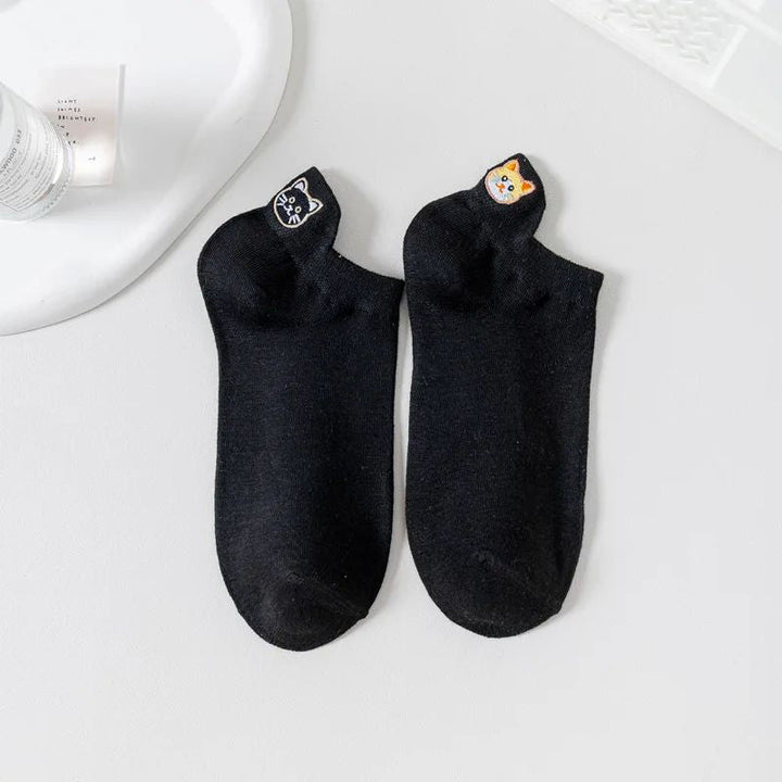 Chaussettes Décontractées À Broderie Chat